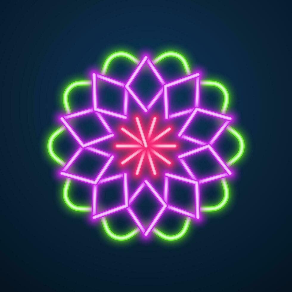 vecteur d'effet néon fleur mandala