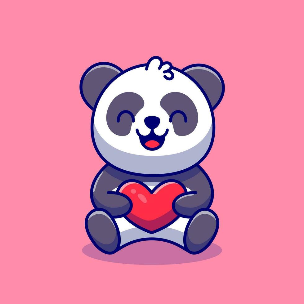 mignonne Panda en portant l'amour dessin animé vecteur icône illustration. animal l'amour icône concept isolé prime vecteur. plat dessin animé style