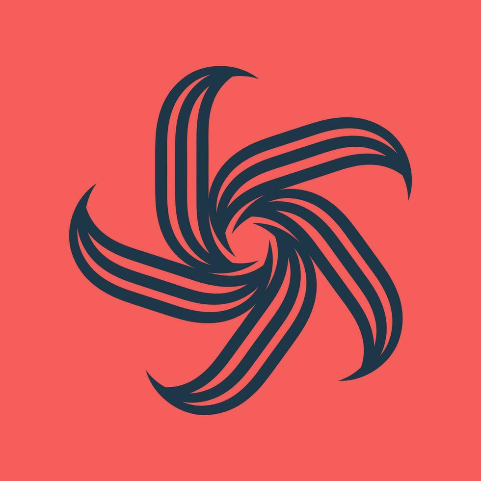 bleu parallèle ligne fleur logo symbole avec rouge Contexte. vecteur clipart.