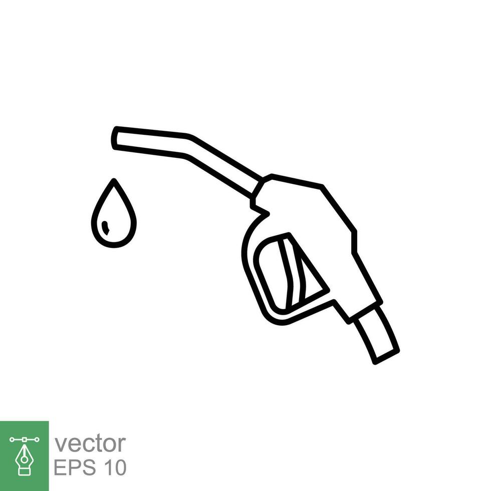 carburant buse icône. Facile contour style. pistolet pour carburant pompe, diesel, ravitailler, essence, huile, gaz, énergie concept. mince ligne symbole. vecteur symbole illustration isolé sur blanc Contexte. eps dix.