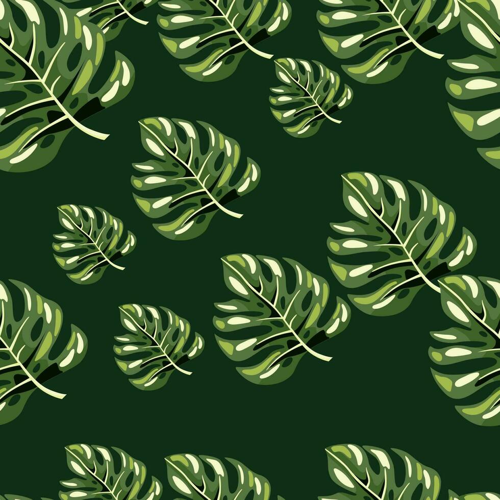 stylisé monstera feuilles sans couture modèle. feuille Contexte. hawaïen forêt tropicale floral toile de fond. exotique jungle les plantes interminable fond d'écran. v vecteur