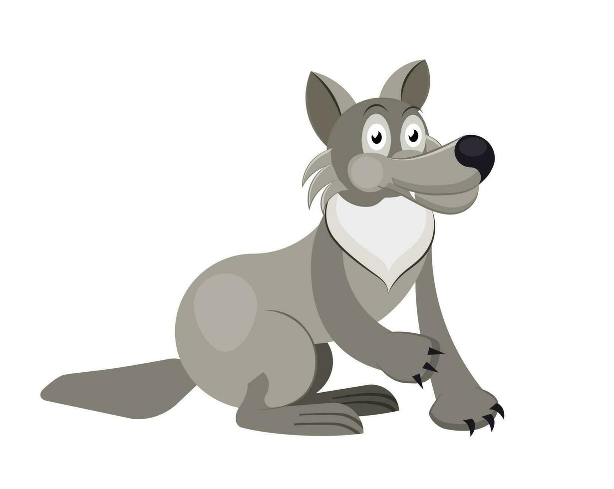 dessin animé illustration de gris Loup personnage pour les enfants. plat vecteur pour abc livre.