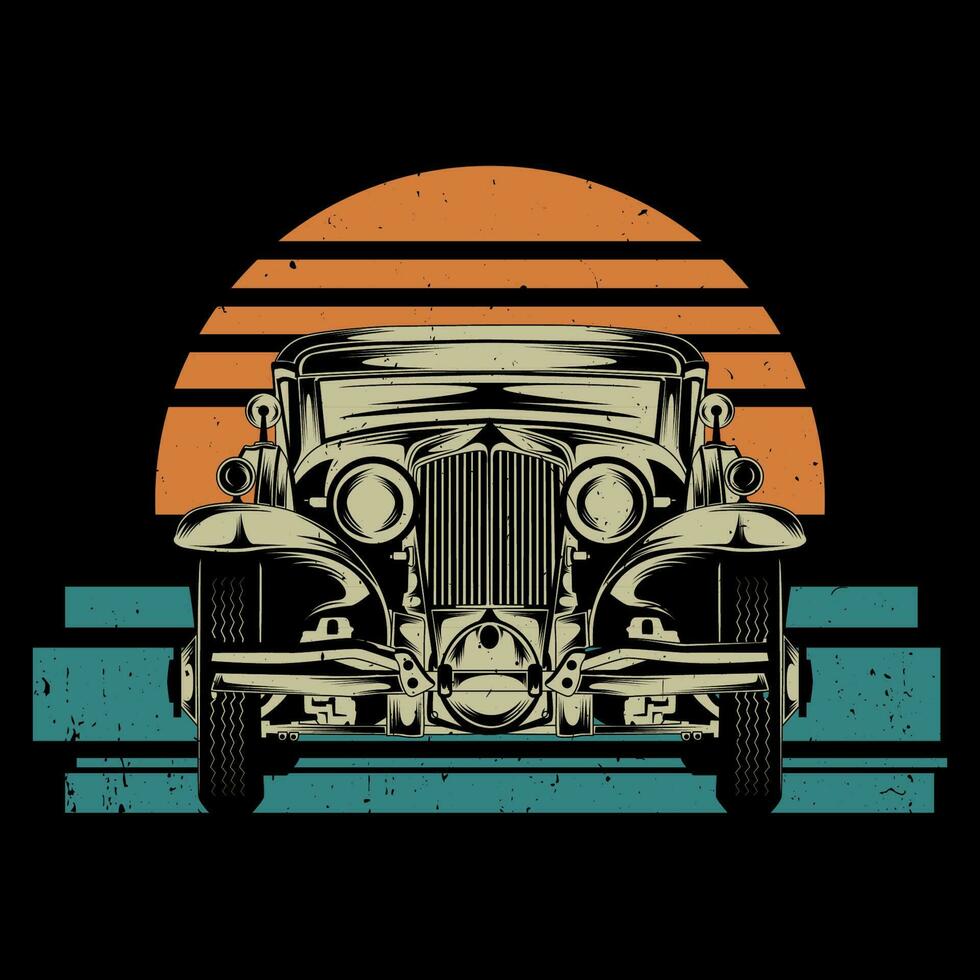 classique voiture ancien T-shirt conception vecteur illustration