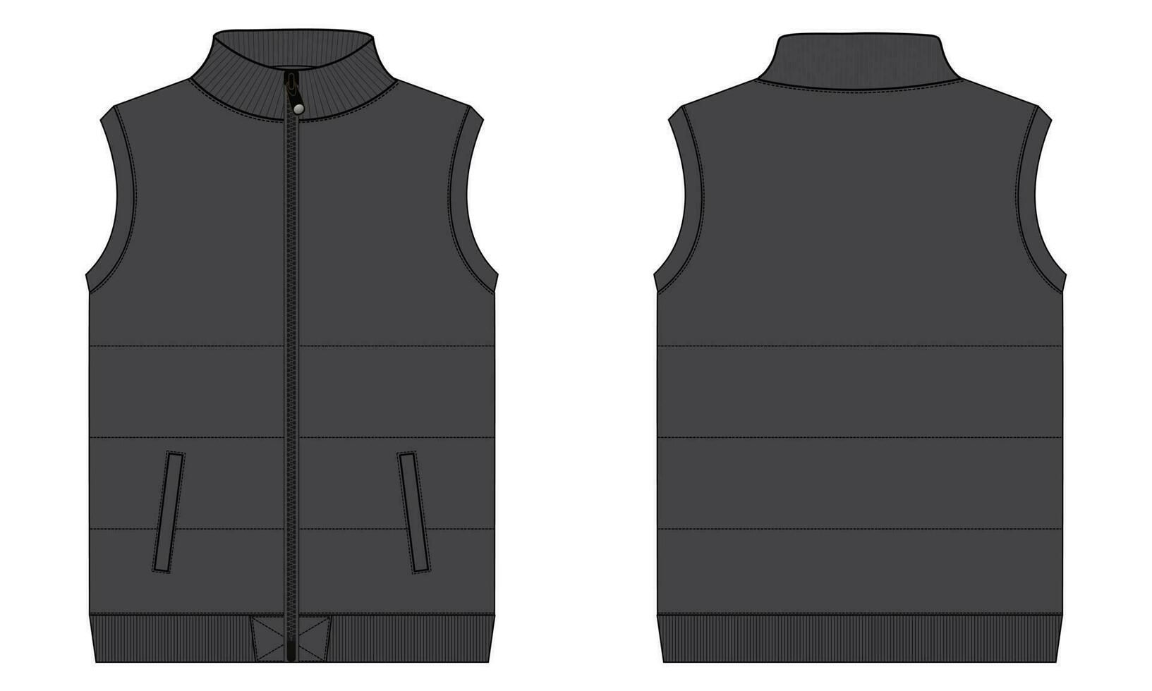 toison transpiration Jersey gilet technique dessin mode plat esquisser vecteur illustration modèle de face et retour vues