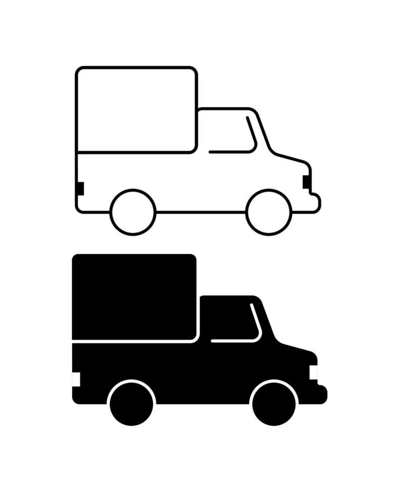 livraison un camion icône vecteur illustration avec noir et blanc Couleur isolé dans blanc Contexte. plat vecteur illustration. livraison un camion symbole pour la toile conception, modèles, infographies, et plus.