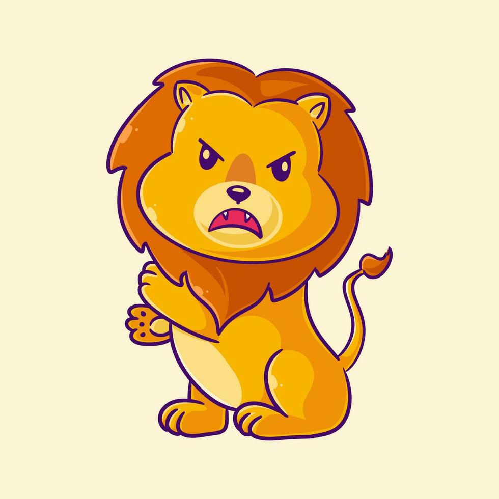 mignonne Lion ressentir le colère vecteur
