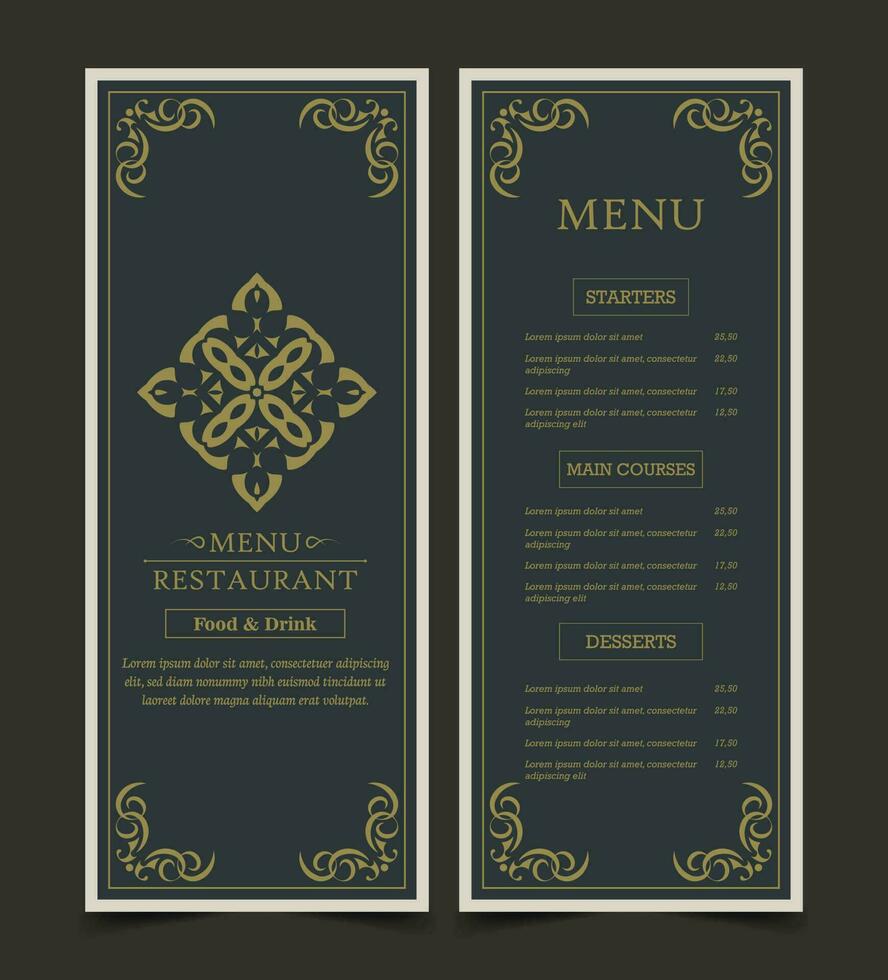 luxe menu disposition avec ornemental éléments vecteur