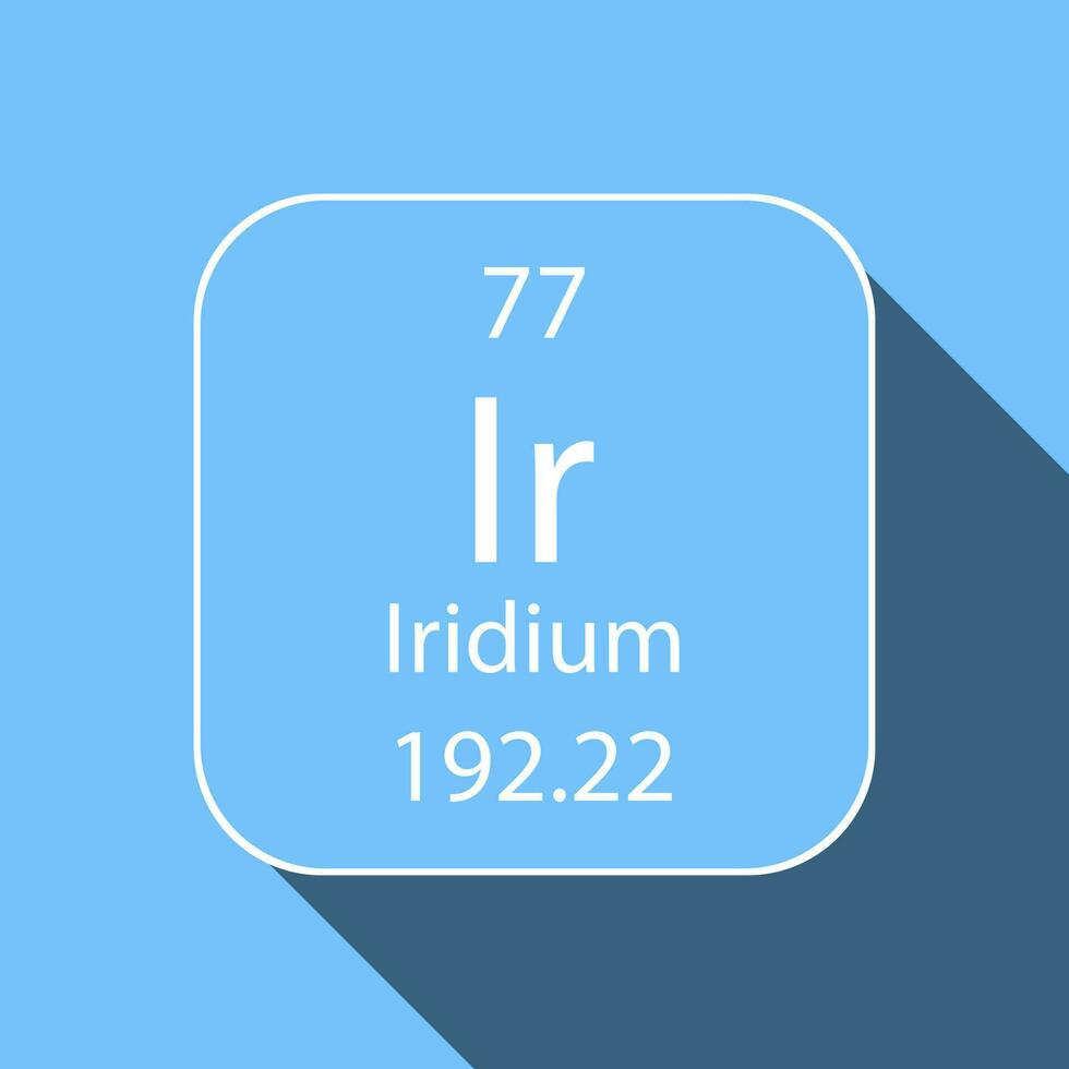 iridium symbole avec longue ombre conception. chimique élément de le périodique tableau. vecteur illustration.