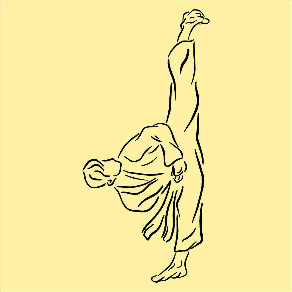 illustration vectorielle de silhouette de technique de combat de coup de pied rapide. logo moderne et simple pour l'icône du karaté, du judo et des arts martiaux. vecteur