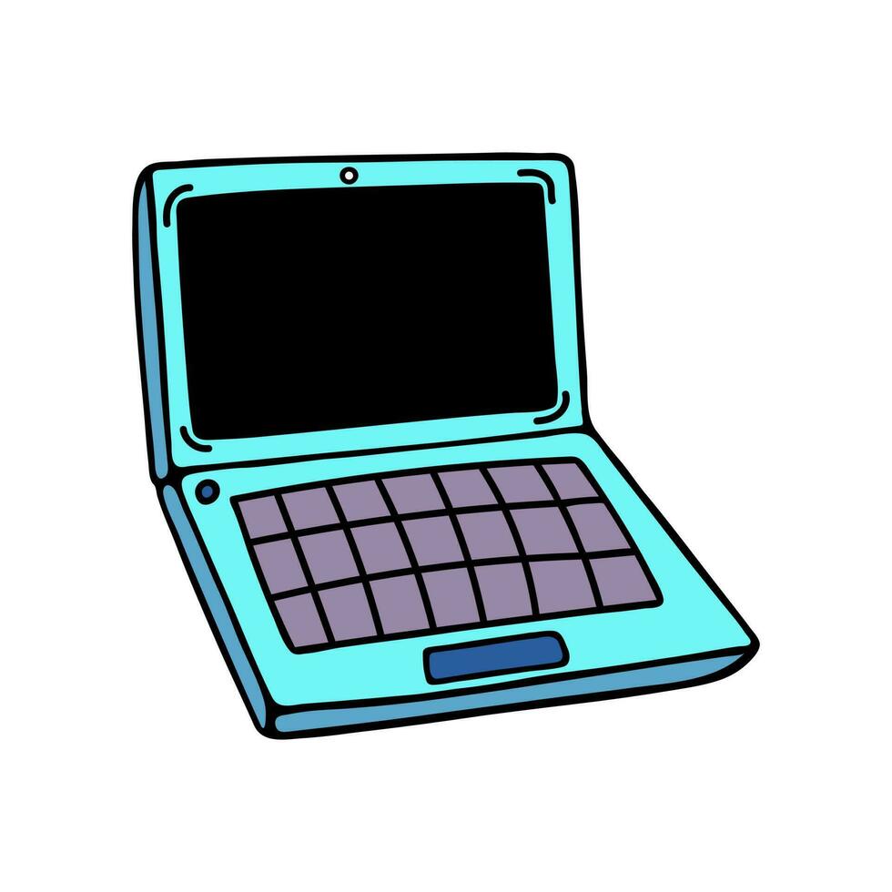 portable vecteur icône. brillant dispositif pour Jeux, bureau. ouvert sans fil carnet avec filtrer, clavier. Facile griffonnage isolé sur blanche. gadget dans la perspective voir. plat dessin animé clipart pour logo, la toile, applications