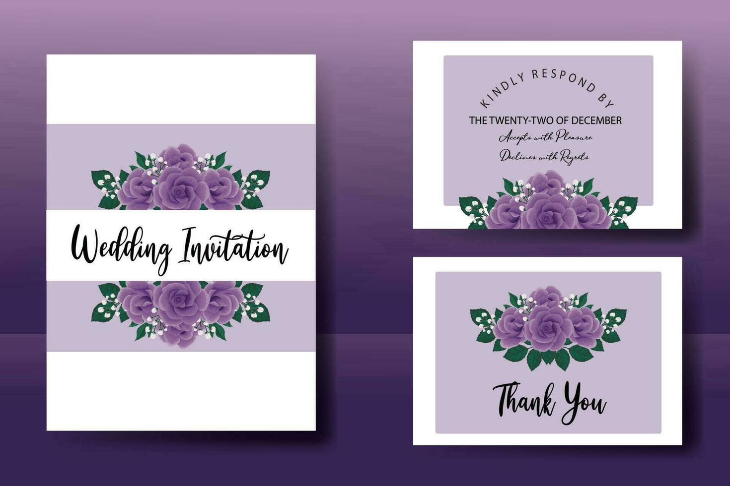 mariage invitation Cadre ensemble, floral aquarelle numérique main tiré violet Rose fleur conception invitation carte modèle vecteur