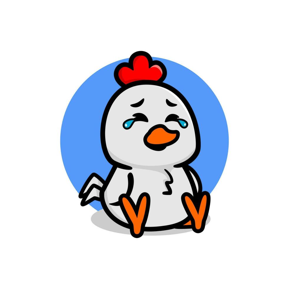 pleurs mignonne poulet mascotte illustration. kawaii animal vecteur illustration.