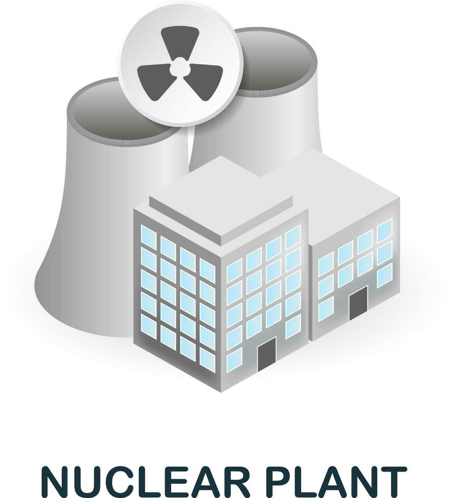 nucléaire plante icône. 3d illustration de climat changement collection. Créatif nucléaire plante 3d icône pour la toile conception, modèles, infographie et plus vecteur