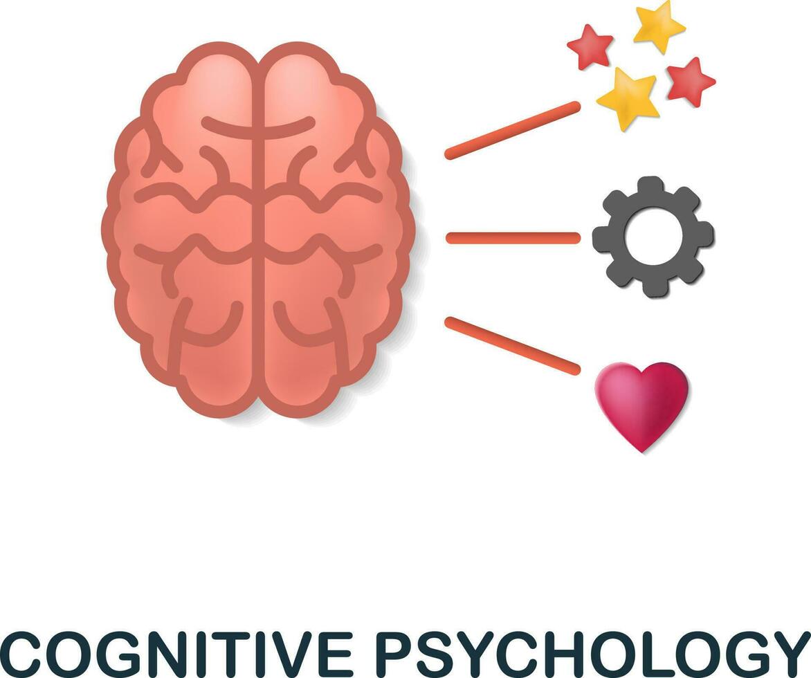 cognitif psychologie icône. 3d illustration de cognitif compétences collection. Créatif cognitif psychologie 3d icône pour la toile conception, modèles, infographie et plus vecteur