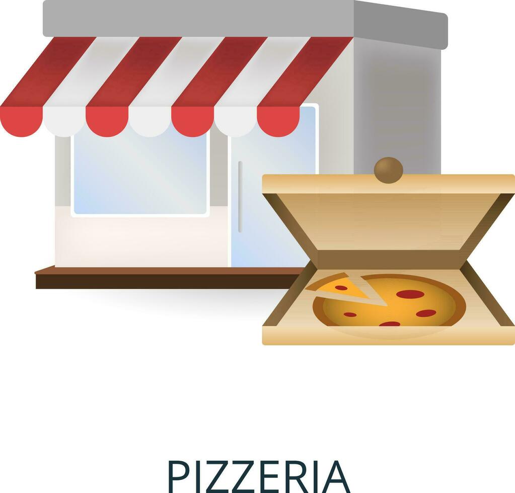 pizzeria icône. 3d illustration de petit affaires collection. Créatif pizzeria 3d icône pour la toile conception, modèles, infographie et plus vecteur