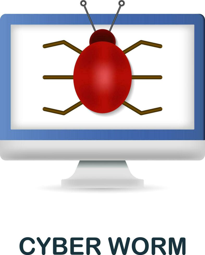 cyber Ver de terre icône. 3d illustration de cybercriminalité collection. Créatif cyber Ver de terre 3d icône pour la toile conception, modèles, infographie et plus vecteur