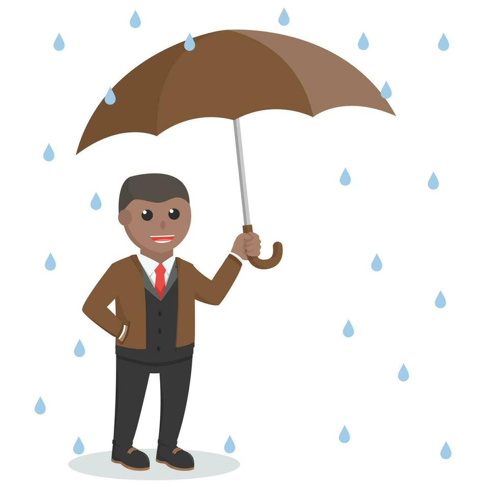 homme d'affaire africain tenir parapluie conception personnage sur blanc Contexte vecteur