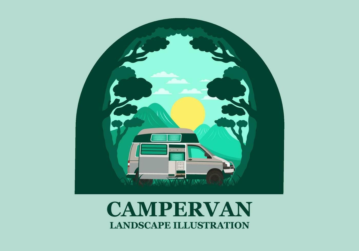 coloré illustration badge de caravane dans la nature vecteur