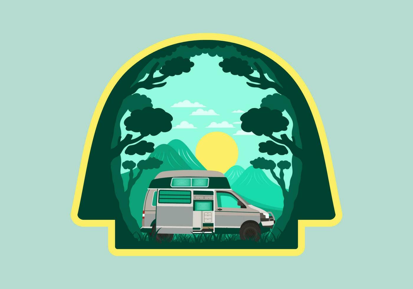 coloré illustration badge de caravane dans la nature vecteur