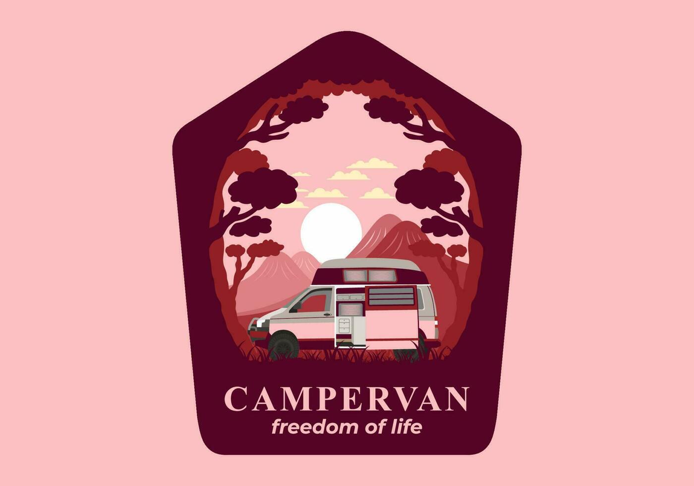 coloré illustration badge de caravane dans la nature vecteur