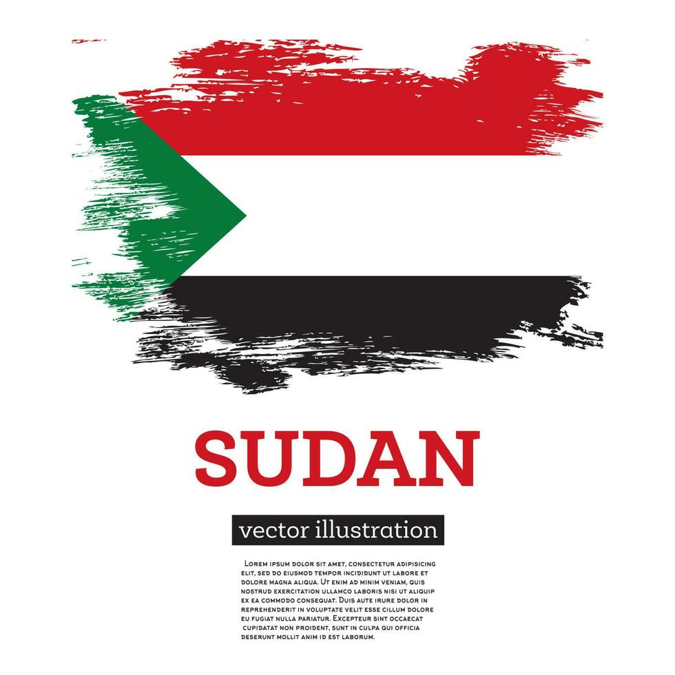 Soudan drapeau avec brosse coups. indépendance journée. vecteur