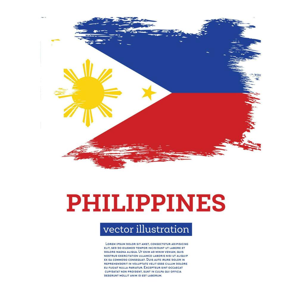 philippines drapeau avec brosse coups. indépendance journée. vecteur