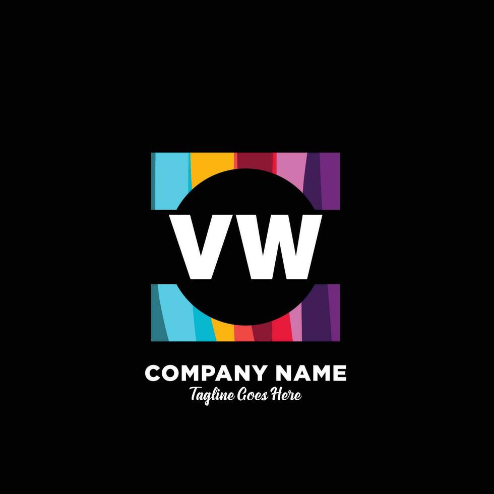 vw initiale logo avec coloré modèle vecteur. vecteur