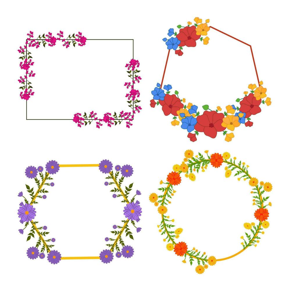 vide floral Cadre ensemble sur blanc Contexte. vecteur