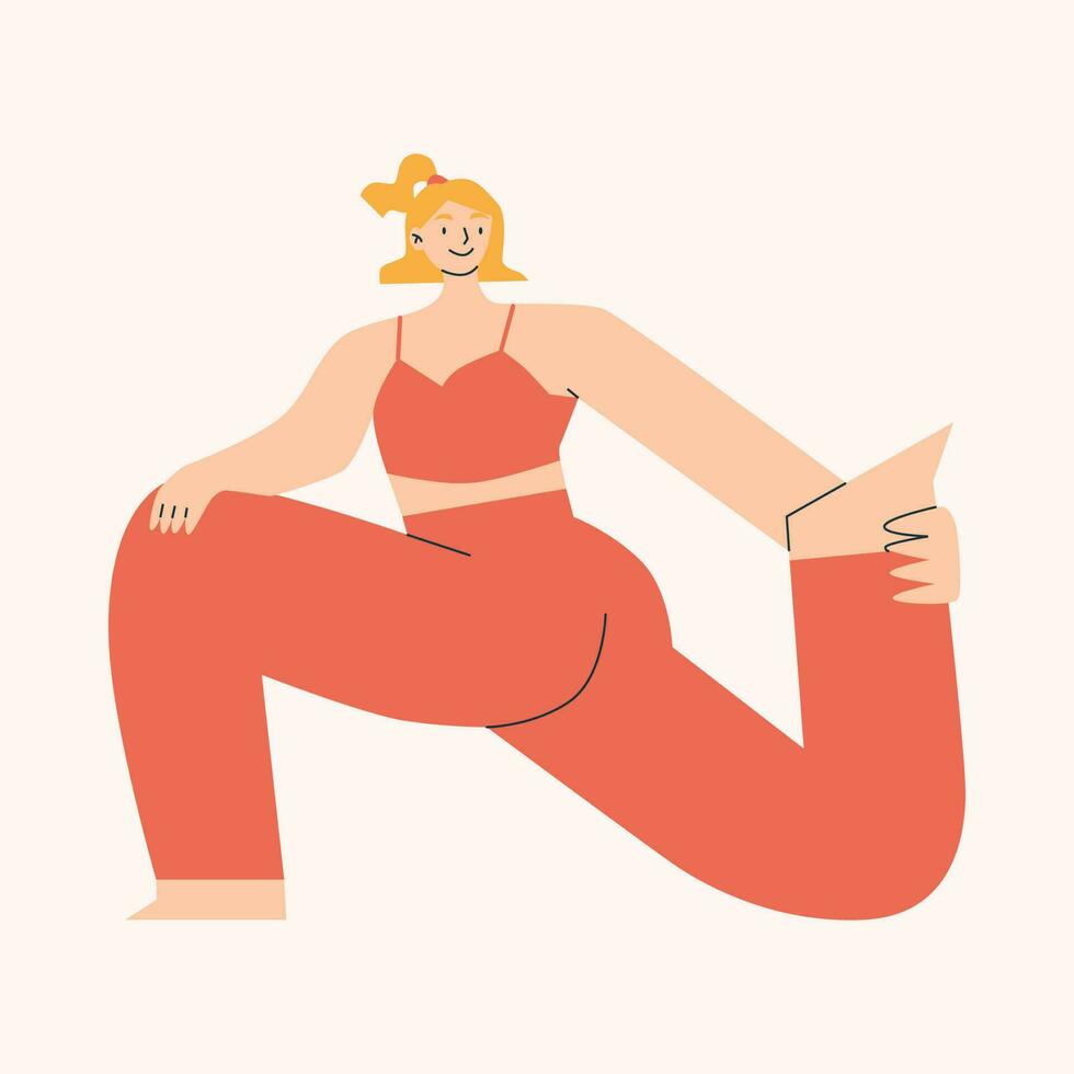 Jeune femme Faire yoga pose. en bonne santé mode de vie. vecteur main tiré illustration isolé sur blanc Contexte.