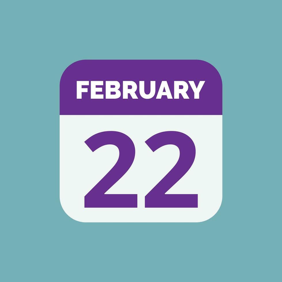 icône de la date du calendrier du 22 février vecteur