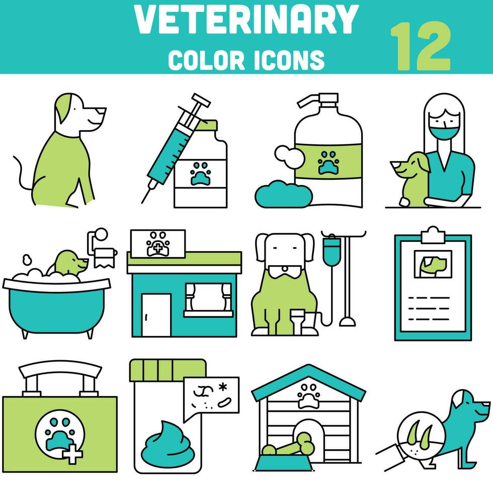 illustration de vétérinaire icône ensemble dans plat style. vecteur