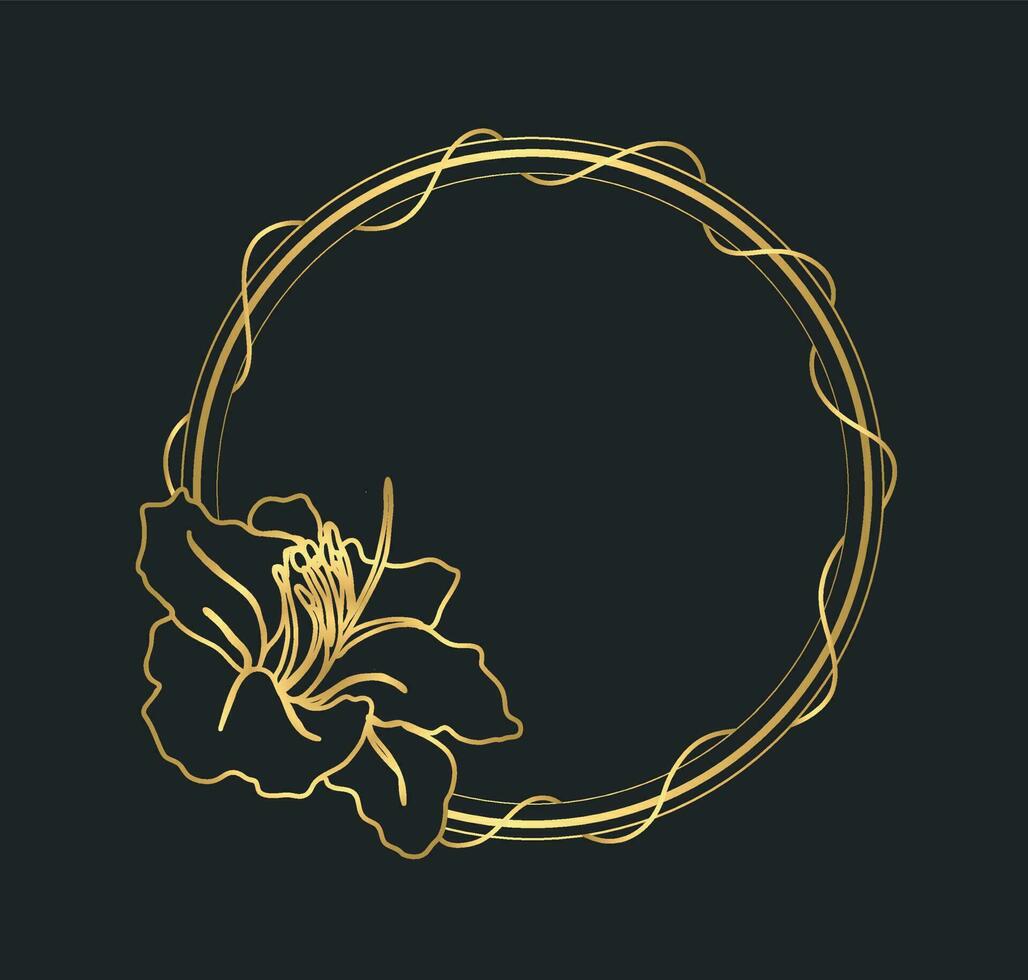 d'or rond Cadre avec lis fleur. d'or luxe frontière. vecteur illustration