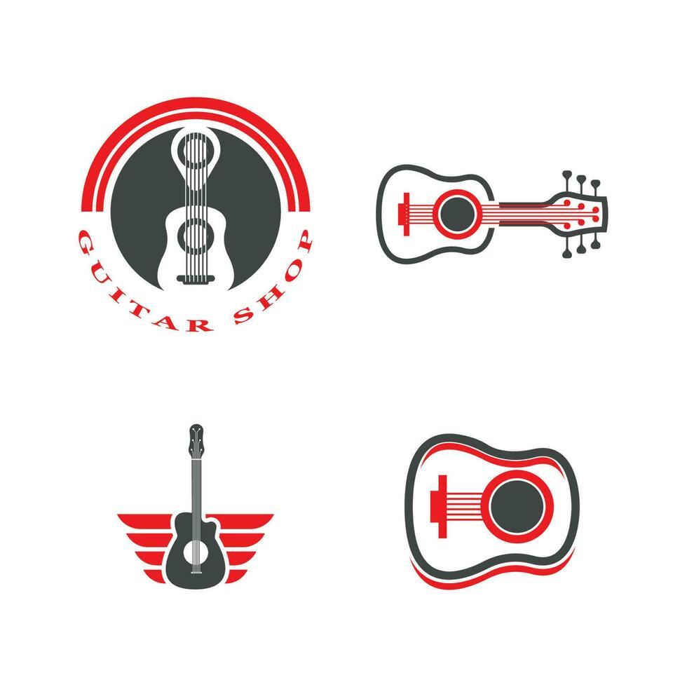 icône de conception de logo de guitare et vecteur de symbole