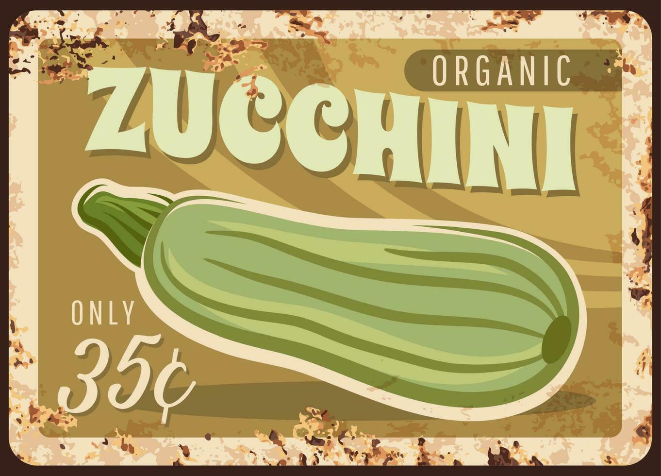 Zucchini courgette écraser métal assiette rouillé prix vecteur