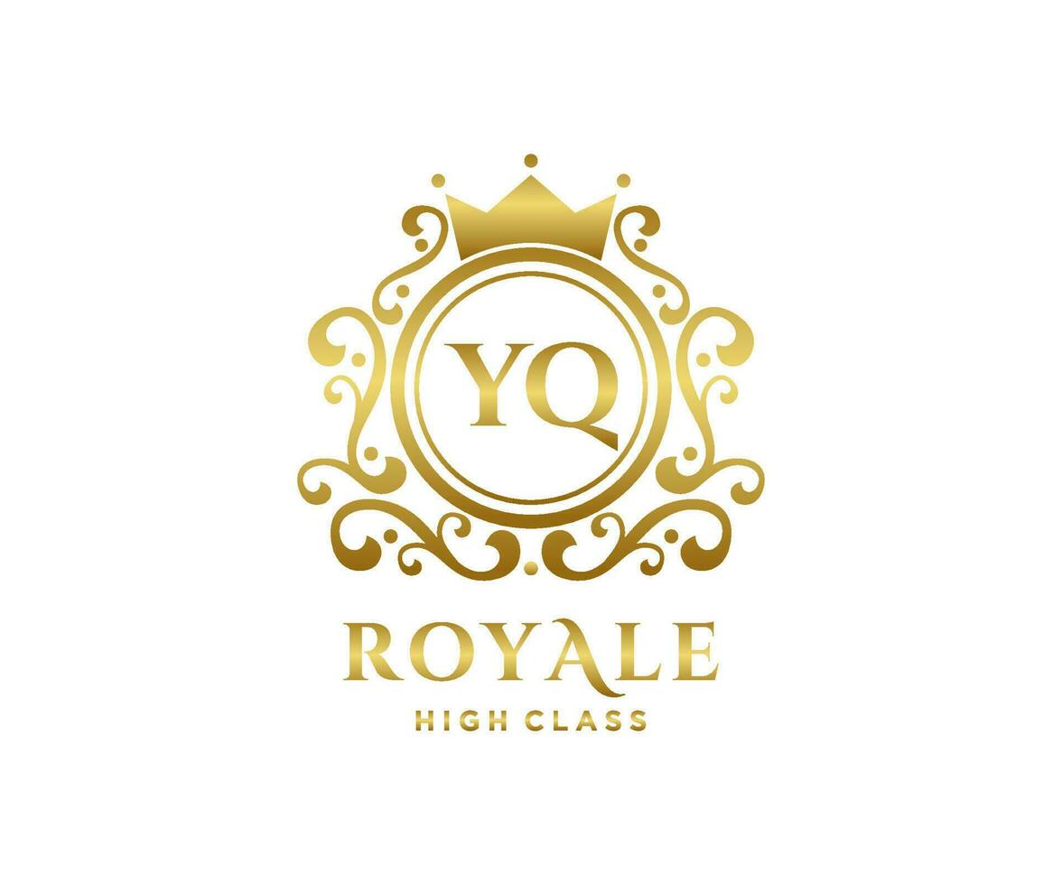 d'or lettre yq modèle logo luxe or lettre avec couronne. monogramme alphabet . magnifique Royal initiales lettre. vecteur