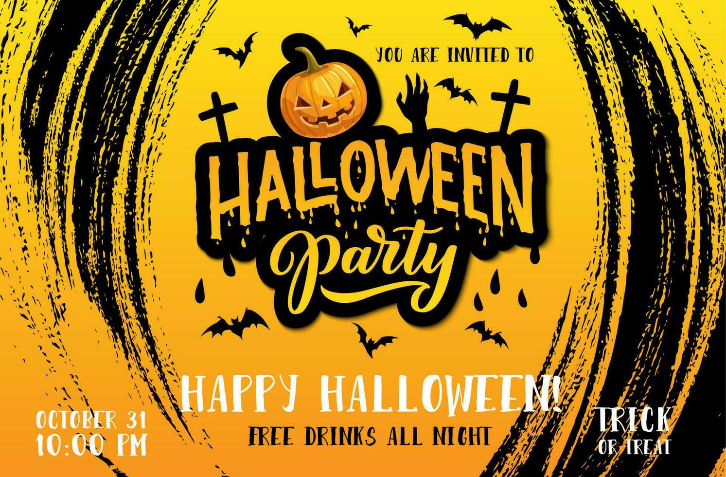 Halloween fête affiche avec horreur nuit citrouille vecteur