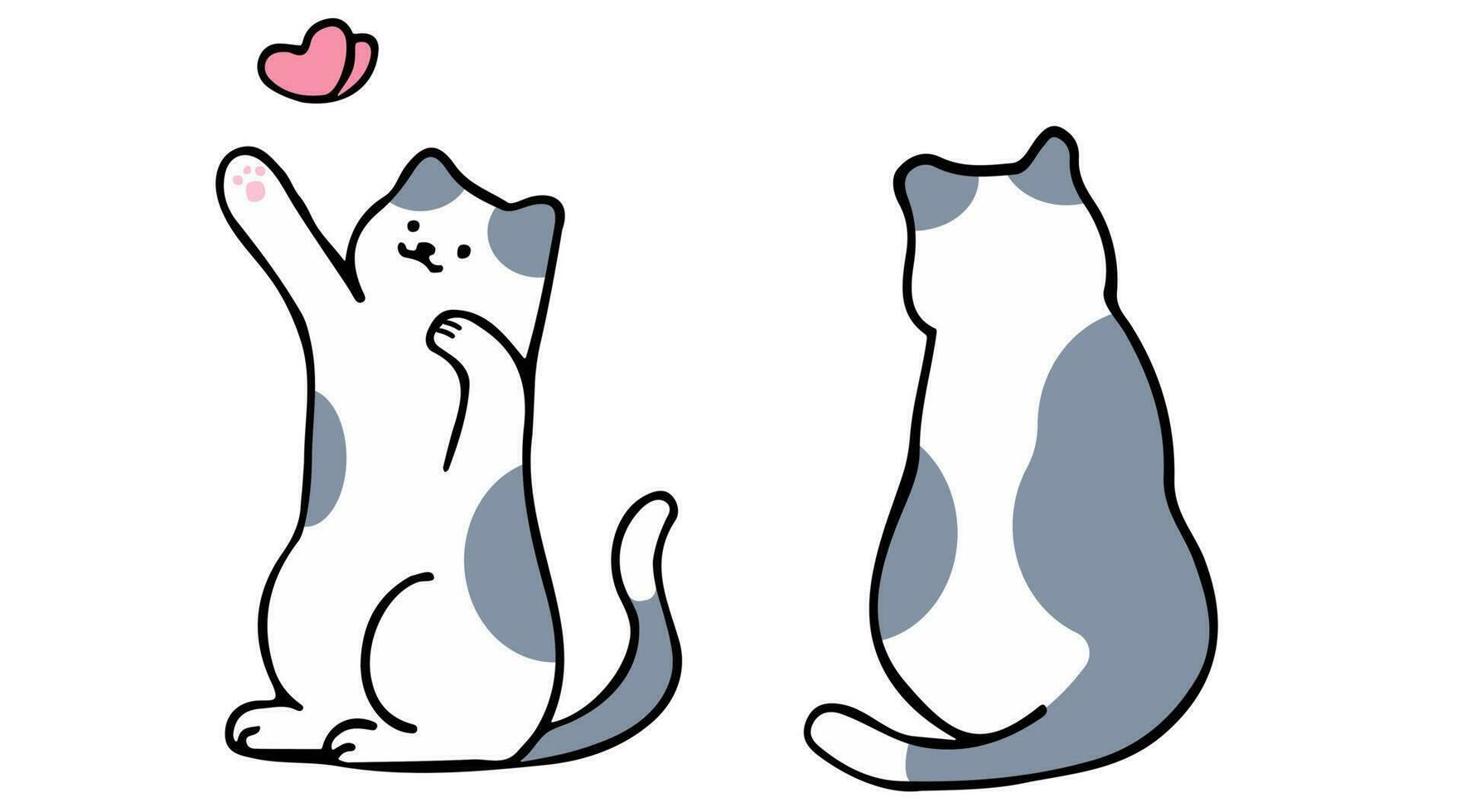 une chat dans un contour style personnage conception et une plat conception style minimal vecteur illustration.