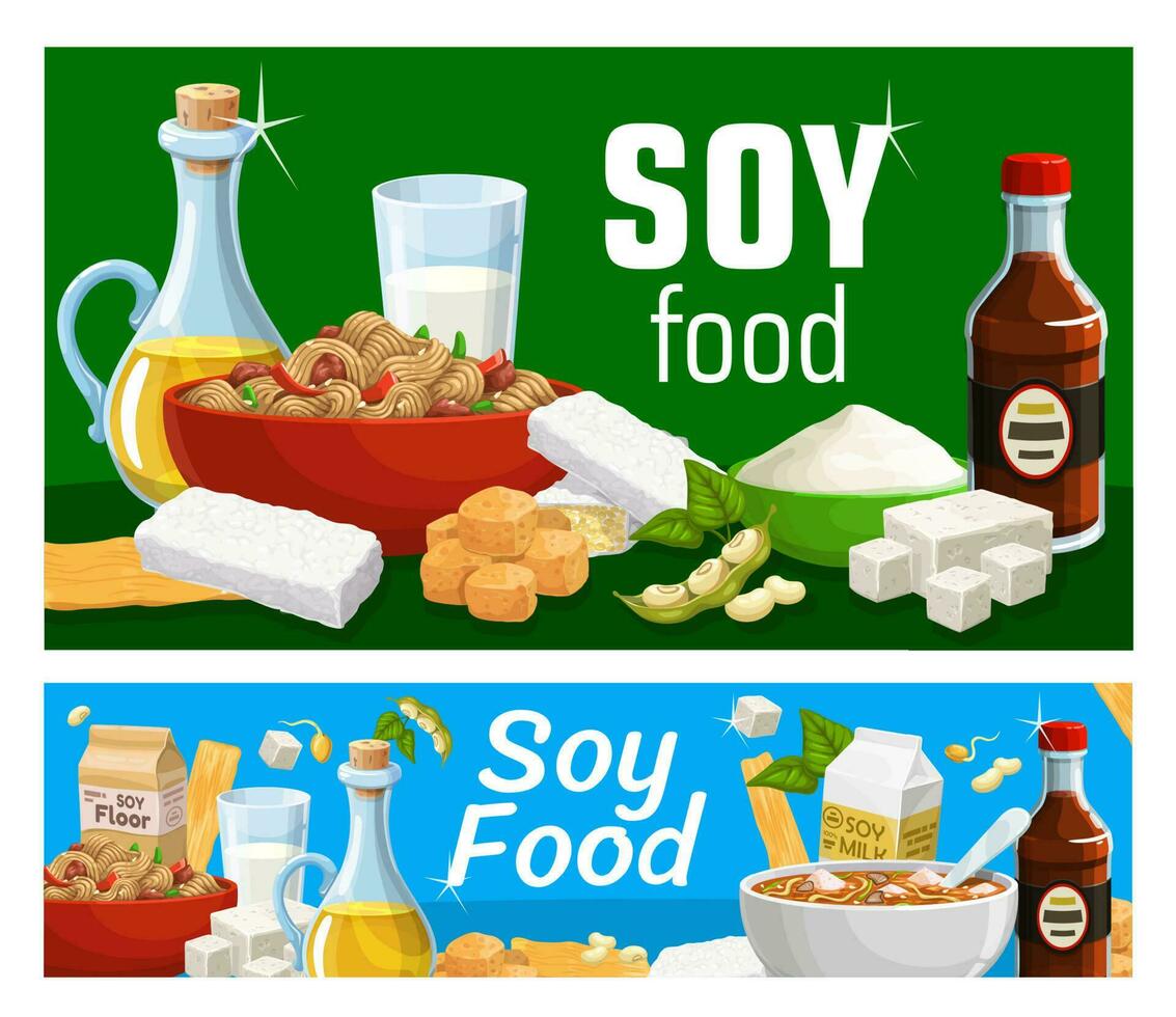 soja des produits et soya nourriture vecteur soja affiches