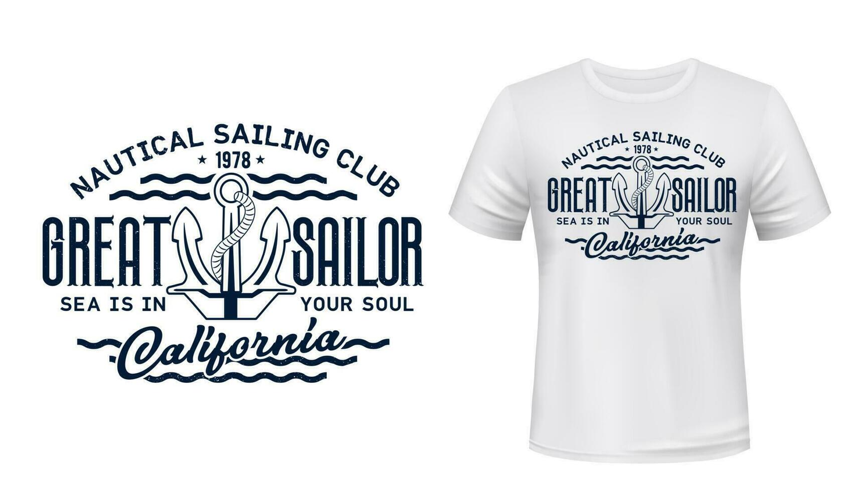 nautique voile club T-shirt vecteur impression maquette