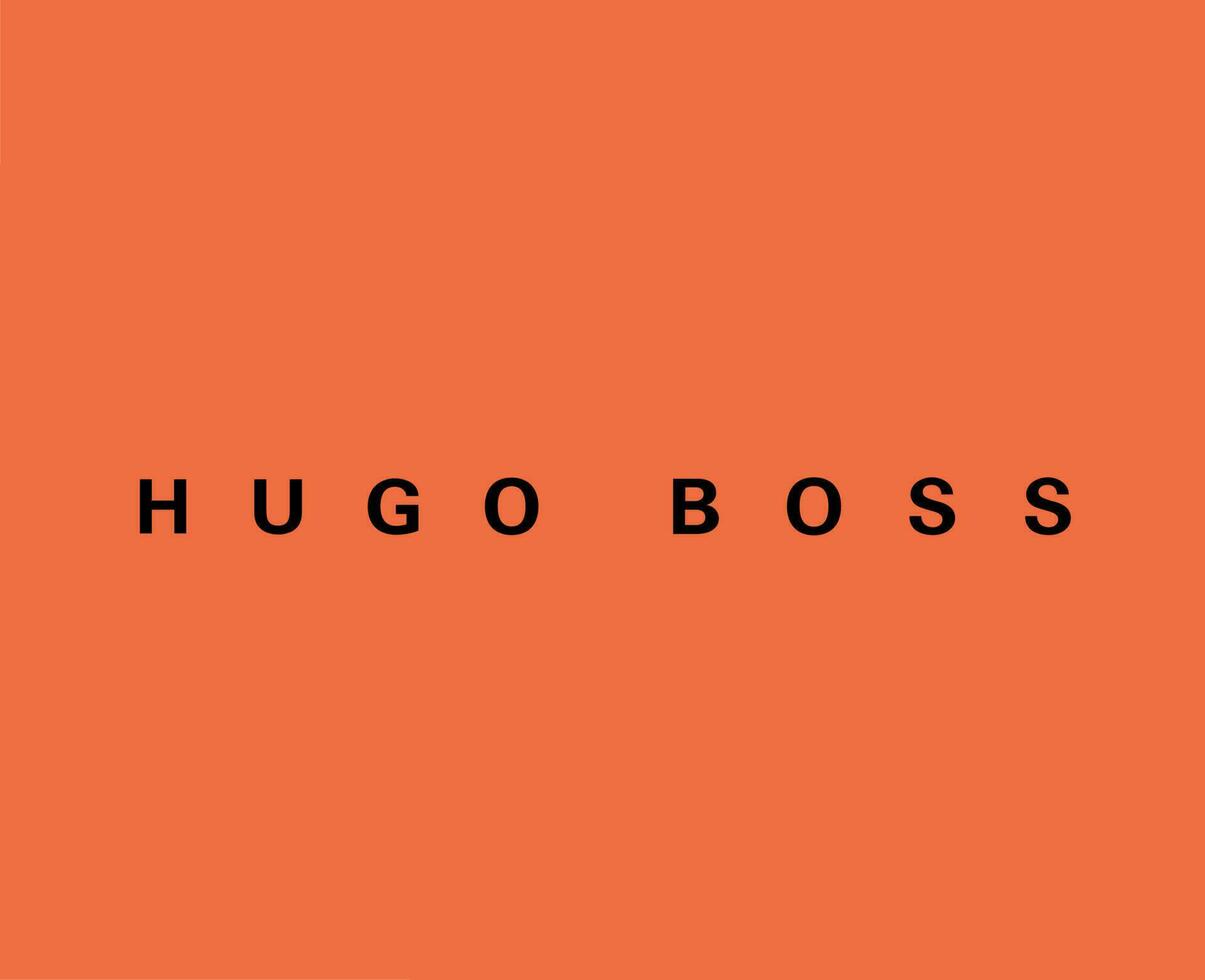 Hugo patron marque vêtements symbole logo noir conception vêtement de sport mode vecteur illustration avec Orange Contexte