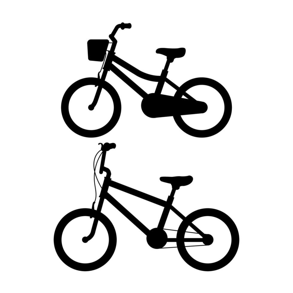 des gamins vélo silhouette vecteur