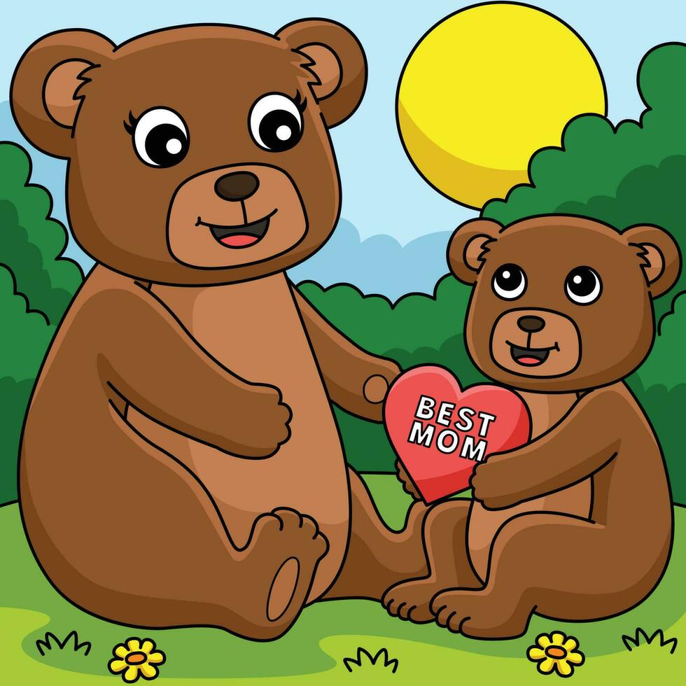 les mères journée nounours ours coloré dessin animé je vecteur