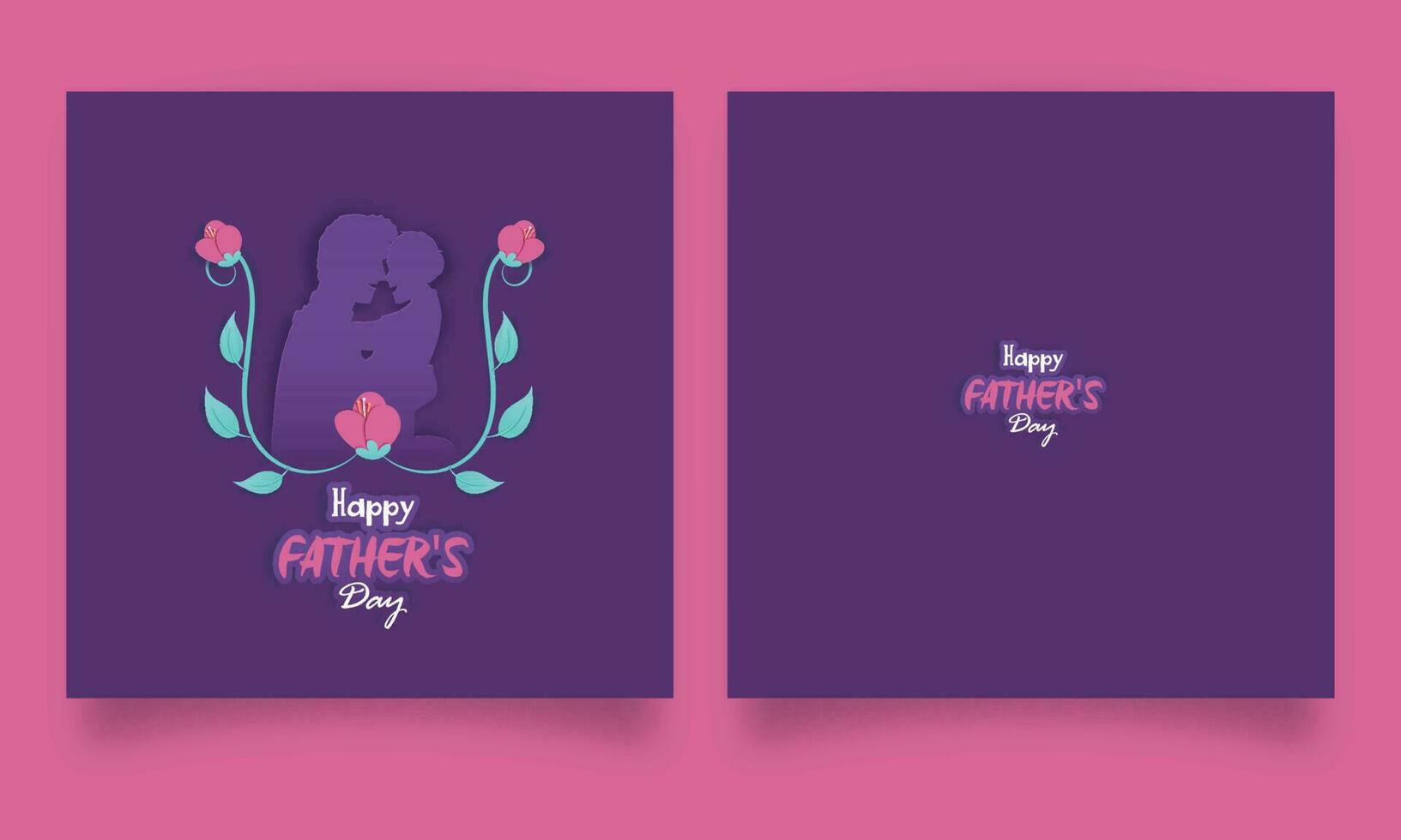 violet salutation carte conception avec autocollant style content du père journée et papier Couper homme étreindre le sien fils. vecteur