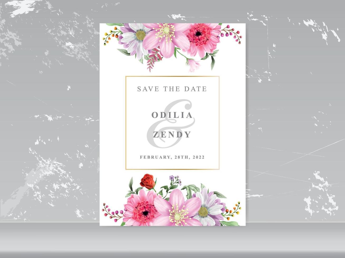 carte d'invitation de mariage élégant floral vecteur