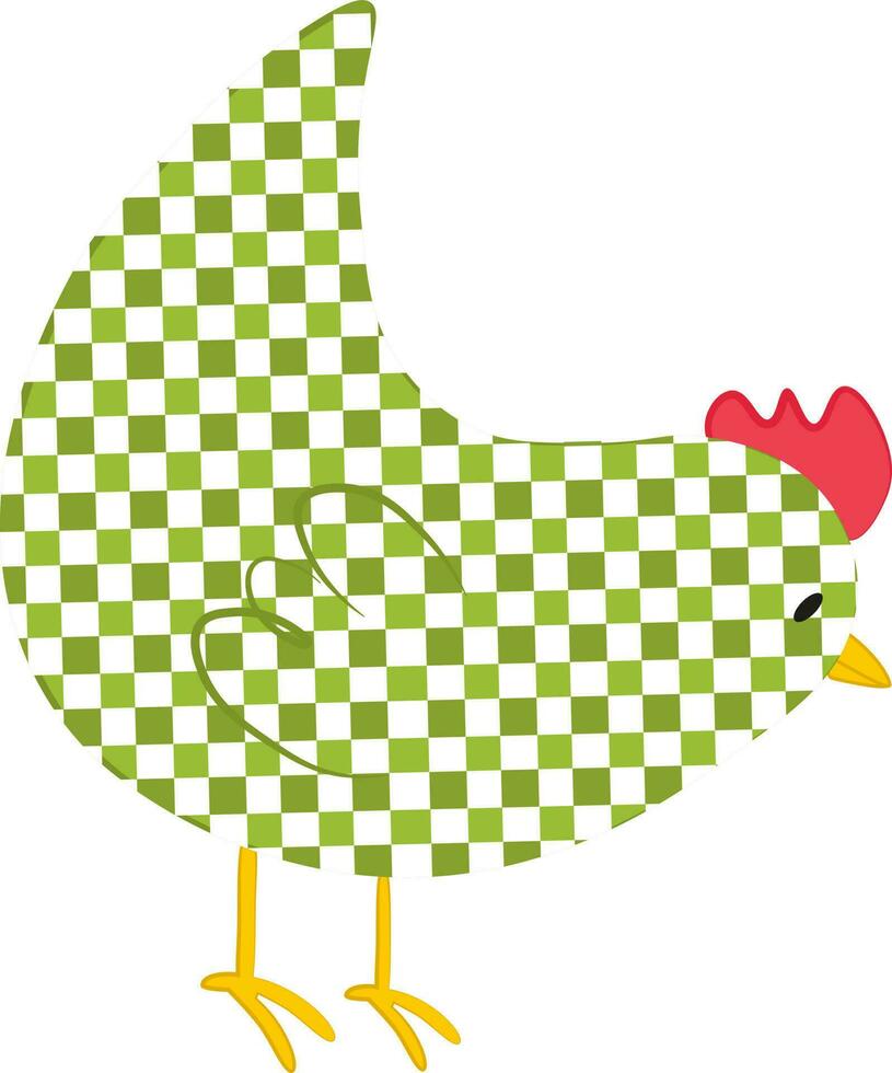 vecteur illustration de vert à carreaux poulet personnage dans dessin animé ancien style pour Pâques en tissu conception