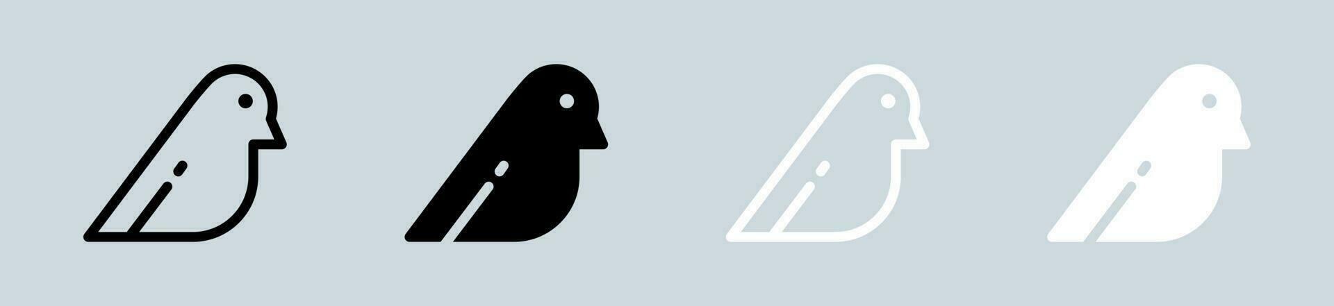 oiseau icône ensemble dans noir et blanche. aile panneaux vecteur illustration.