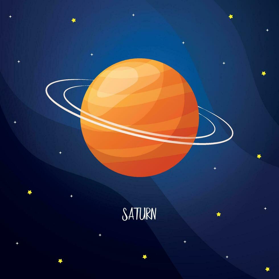 dessin animé Saturne planète pour des gamins éducation. solaire système planètes vecteur