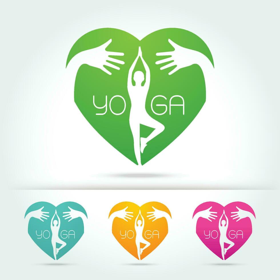 yoga pose dans cœur avec étreinte main vecteur