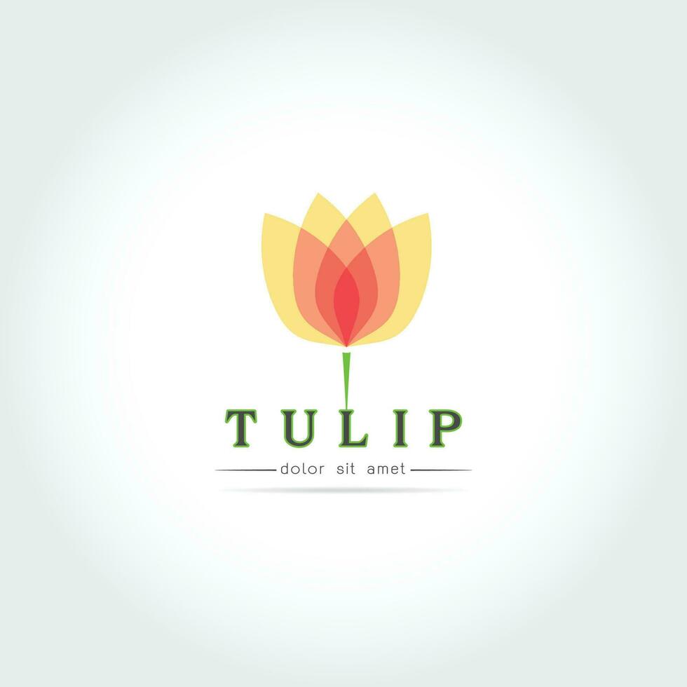 Facile tulipe bourgeon avec feuilles conception vecteur