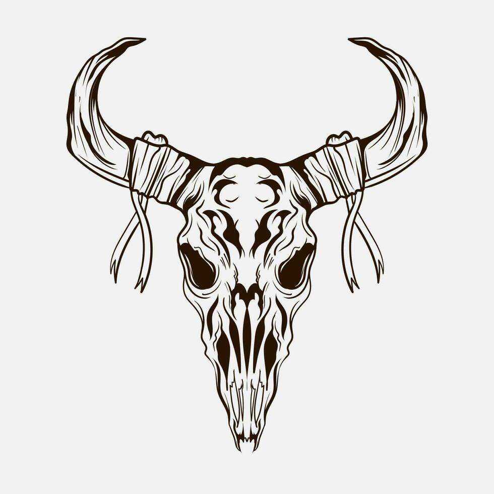 tatouage et t chemise conception noir et blanc main tiré chèvre crâne gravure ornement vecteur